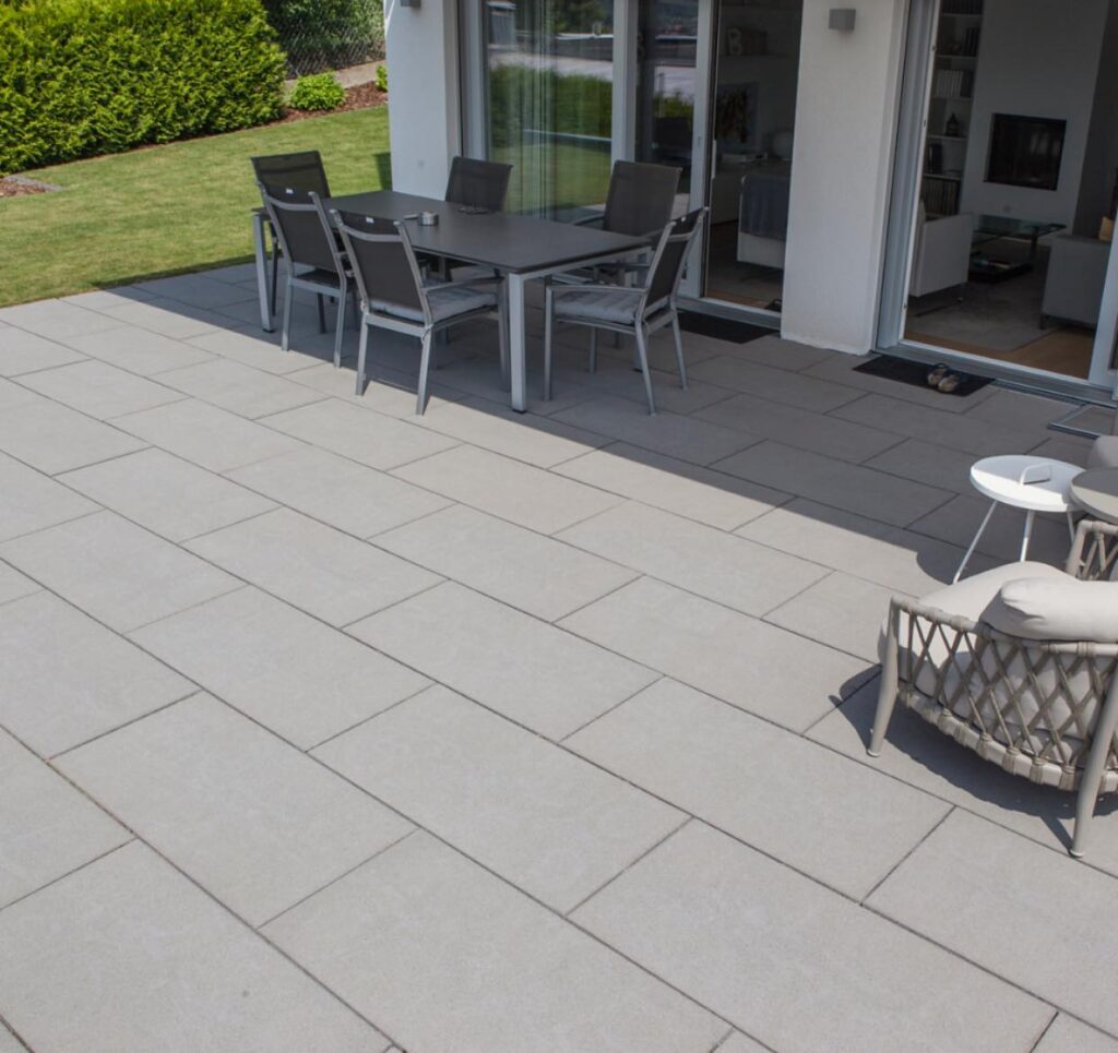 Diamond-pattern paved garden pathway